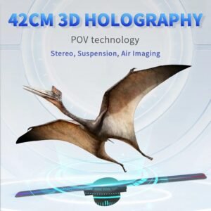 3d hologram fan led projector with 16.5in(42cm) 256 LED high-definition display, suitable for attracting attention in shopping mall dining and shops.